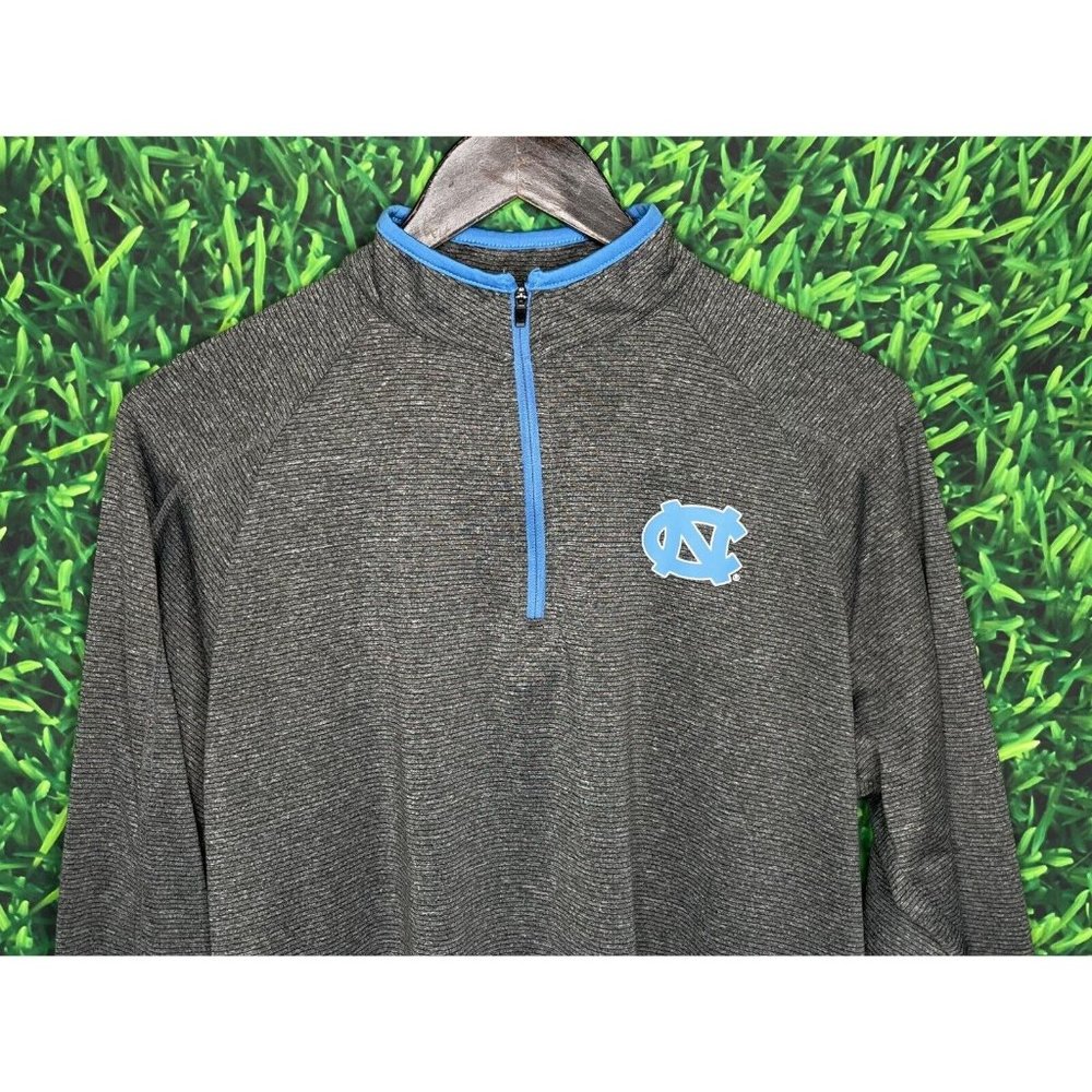 North Carolina Tar Heels UNC 1/4 Zip Pullover Stretch Gray Blue Men’s Medium